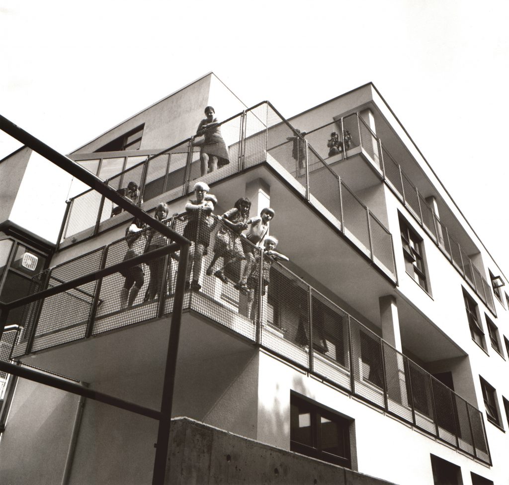 Exterior of a building with people