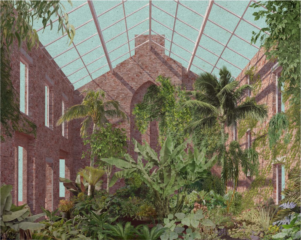 Internal courtyard with plants