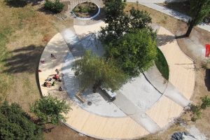 Park with wooden circle