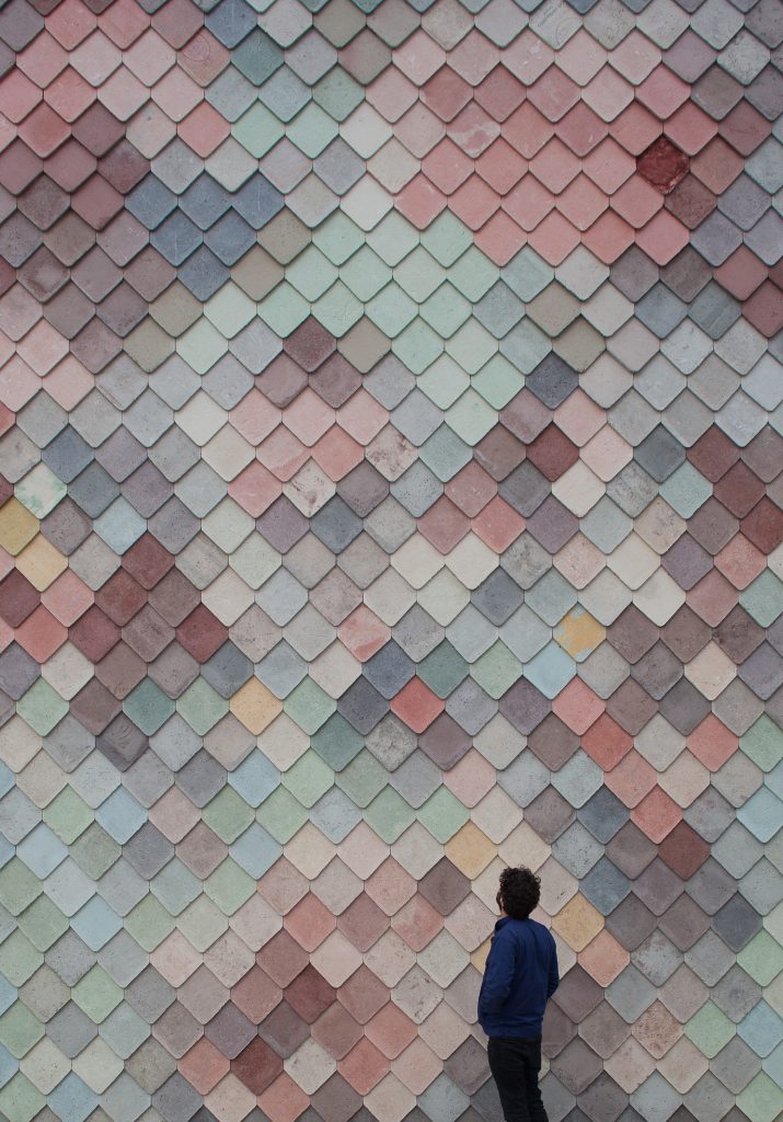 Man in front of house clad with shingles