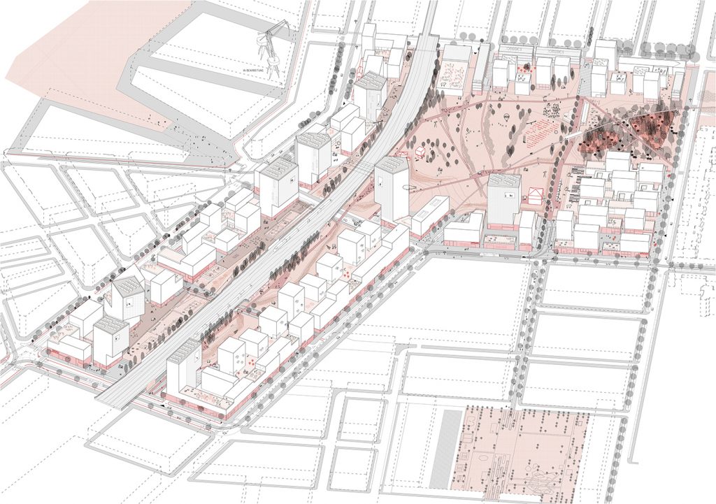 Gezeichneter Bebauungsplan für das Nordbahnhofviertel