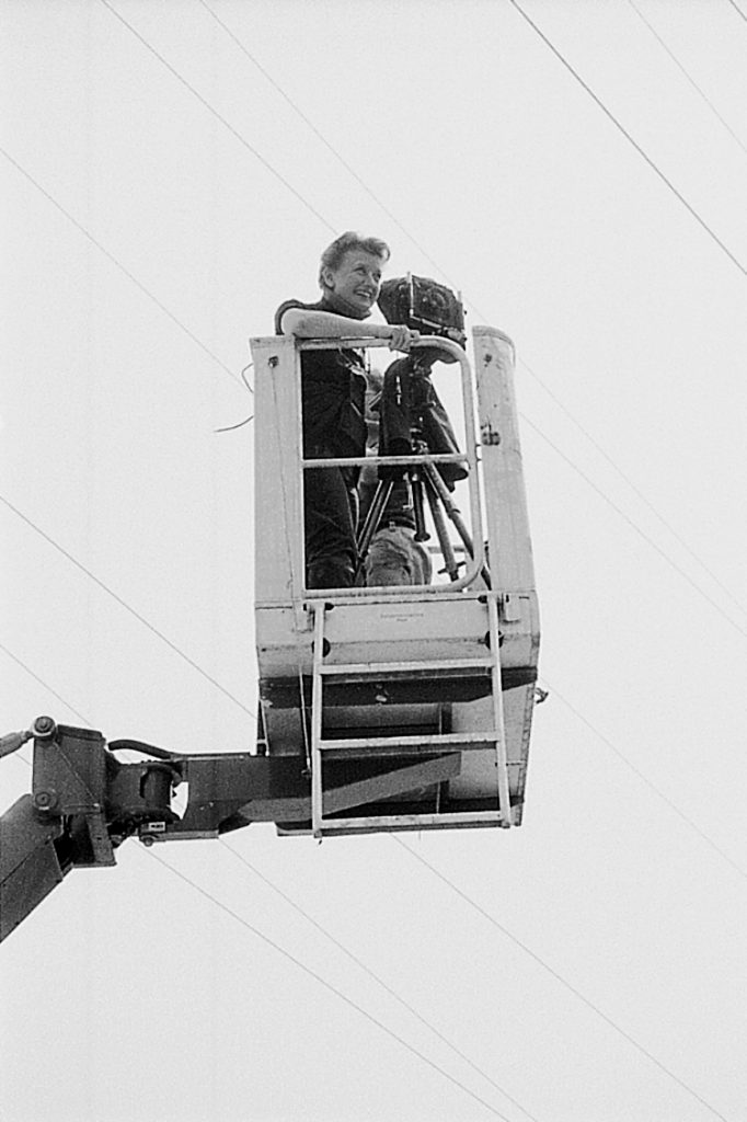 Margherita Spiluttini on a crane