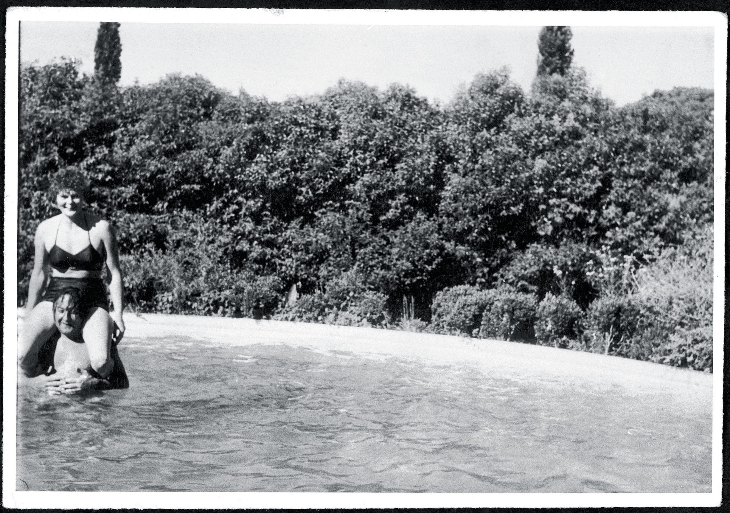 Two people bathing