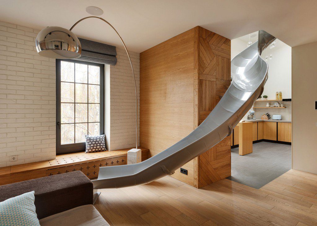 A slide in an apartment building