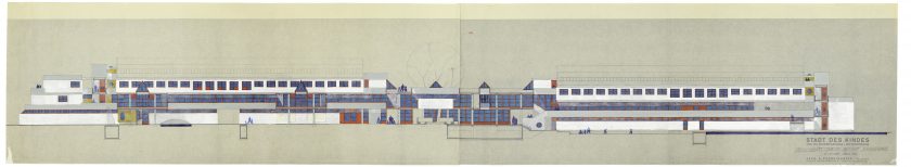 Longitudinal section of the road with the view of a house