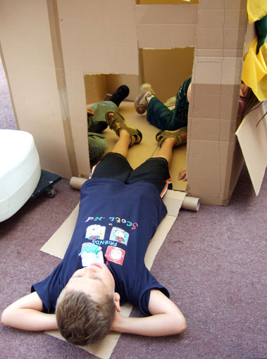 Simon taking a well-deserved rest at the end of the second workshop-day.