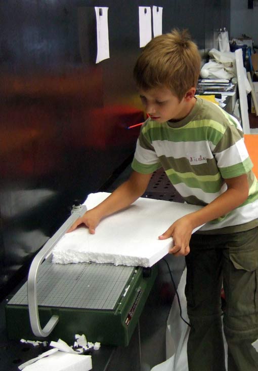 Nicolas spots his passion for the styrofoam-cutter