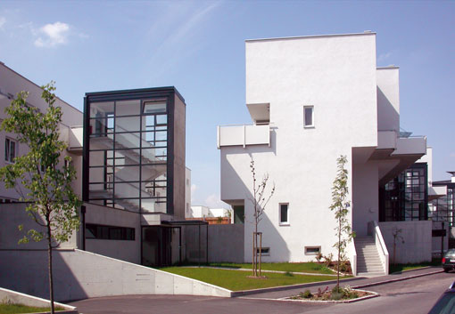 Gartenstadt Roland Rainer-Siedlung, St. Pölten. Bauherr: Alpenland Siedlungsgenos., WET Wohnbauges.. Architekt: Roland Rainer mit Johanna O. Rainer und Architekten Wallner & Partner ZT GmbH