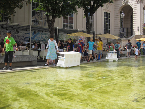 Photos taken during the workshop 'Floating Houses', August 4. + 5. 2011 at the Architekturzentrum Wien.