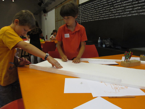 Photos taken during the workshop 'Floating Houses', August 8. + 9. 2011 at the Architekturzentrum Wien.
