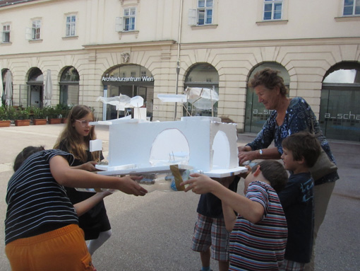 Photos taken during the workshop 'Floating Houses', August 8. + 9. 2011 at the Architekturzentrum Wien.