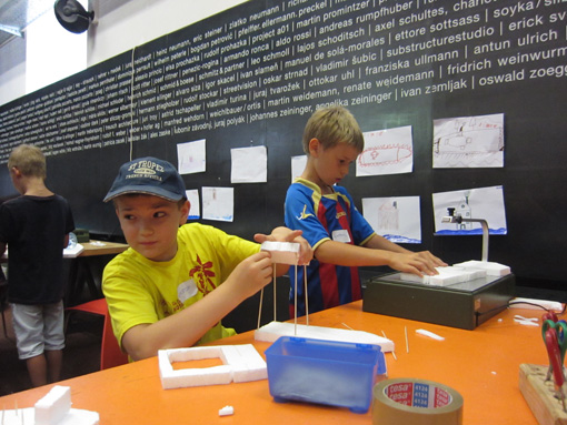 Photos taken during the workshop 'Floating Houses', August 11. + 12. 2011 at the Architekturzentrum Wien.