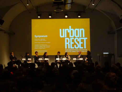 Photos taken during the symposium "urbanRESET", a cooperation by the faculty for urban development at Vienna University of Technology with the Az W, November 30, 2011 at the Architekturzentrum Wien.