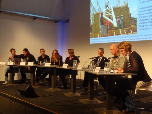 The event "s2arch. social and sustainable architecture", May 14, 2014 at the Architekturzentrum Wien.