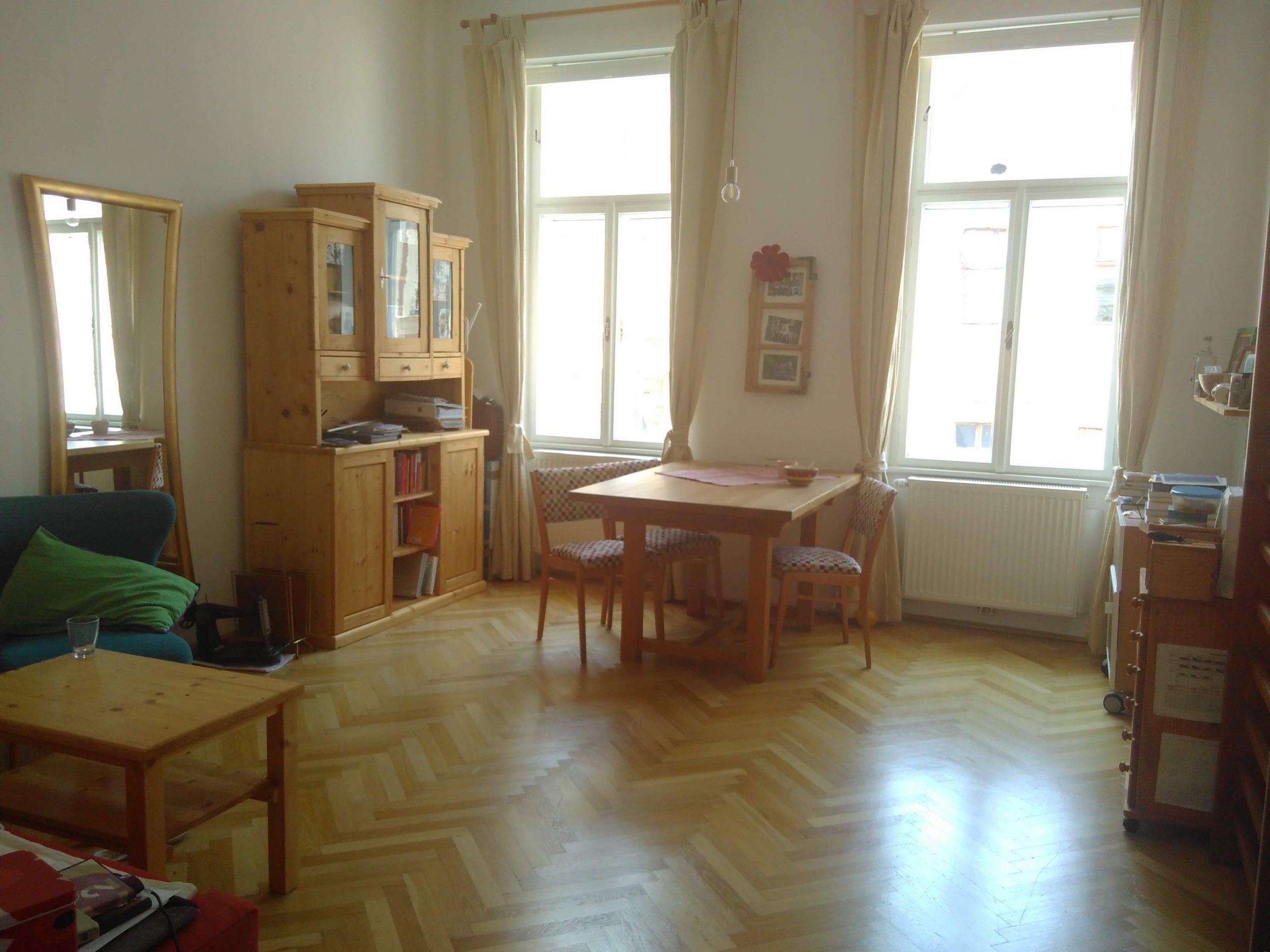 Wooden cupboard and table