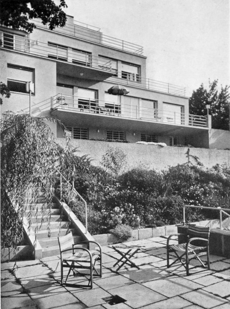 black white photograph of terrace house