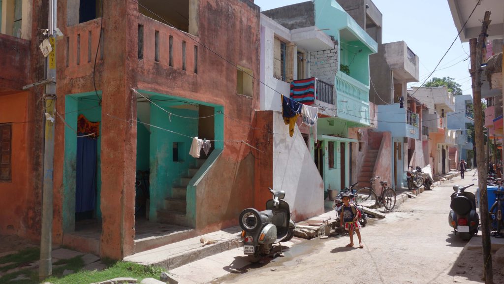 colourful houses with turquoise elements