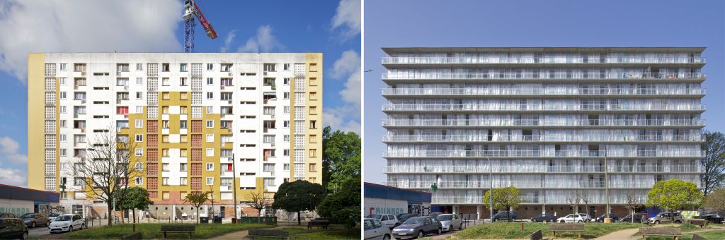 Block of flats before and after the renovation