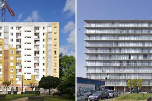 Block of flats before and after the renovation