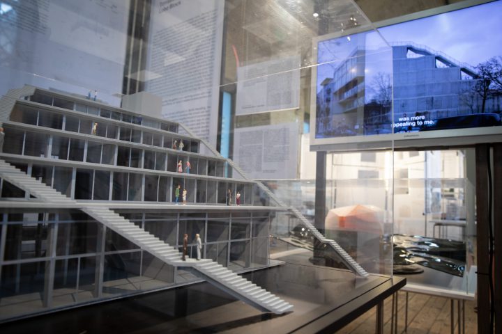 Architecture model with figures and stairs