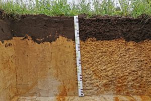 Cross-section of a floor with tape measure