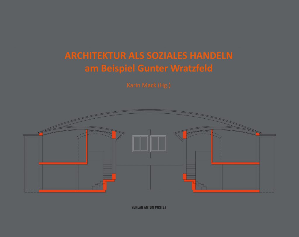 Grey area with red lettering and a drawn architectural plan
