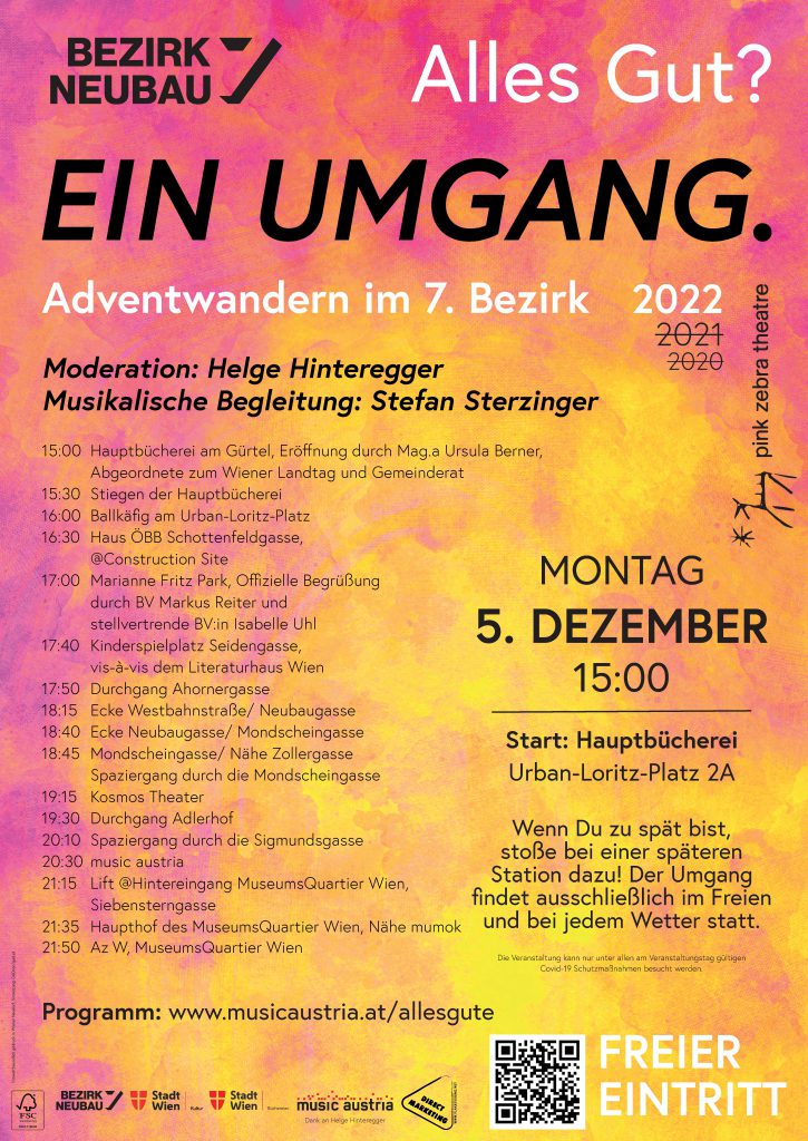 Plakat in rosa-orange mit Schriftzug Alles Gut? Ein Umgang