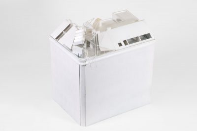 white-coloured architectural model on white background