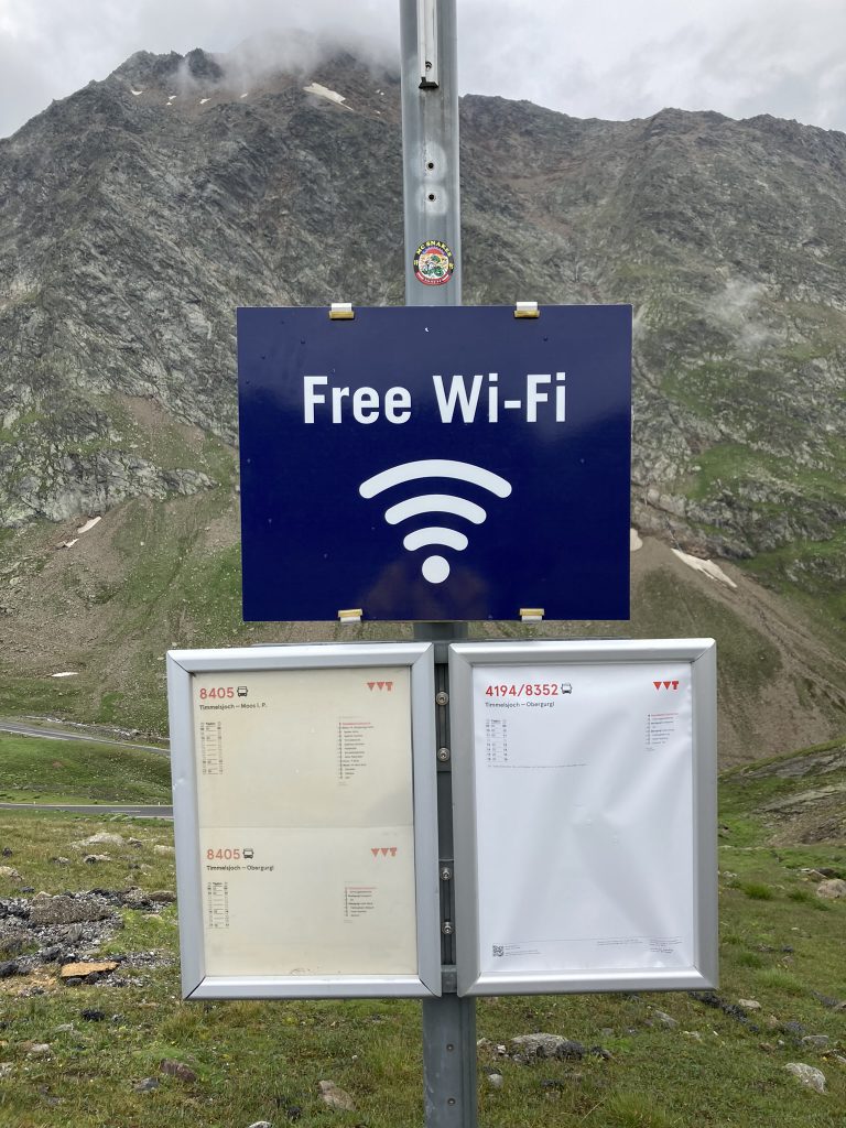 Bus station with sign