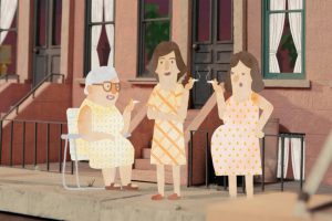 gemalte Collage mit 3 rauchenden Frauen