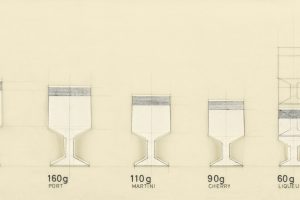 Skizze mit 6 Gläsern