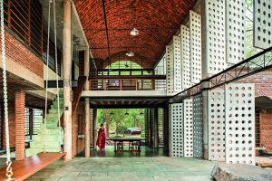Building with a brick vault, stone floor, slabs with holes and a kind of swing to sit on