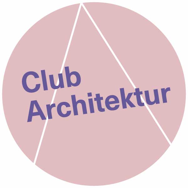 Kreis in altrosa mit der Schrift Club Architektur darin