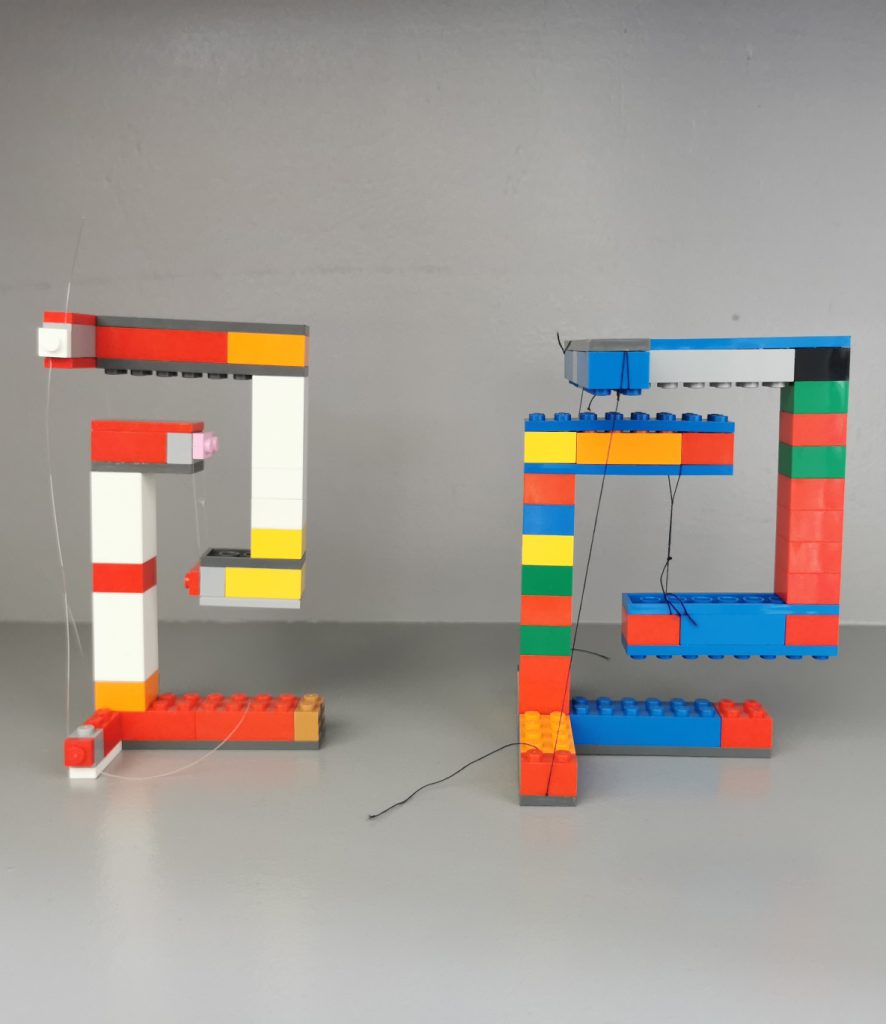 Two floating models made from LEGO