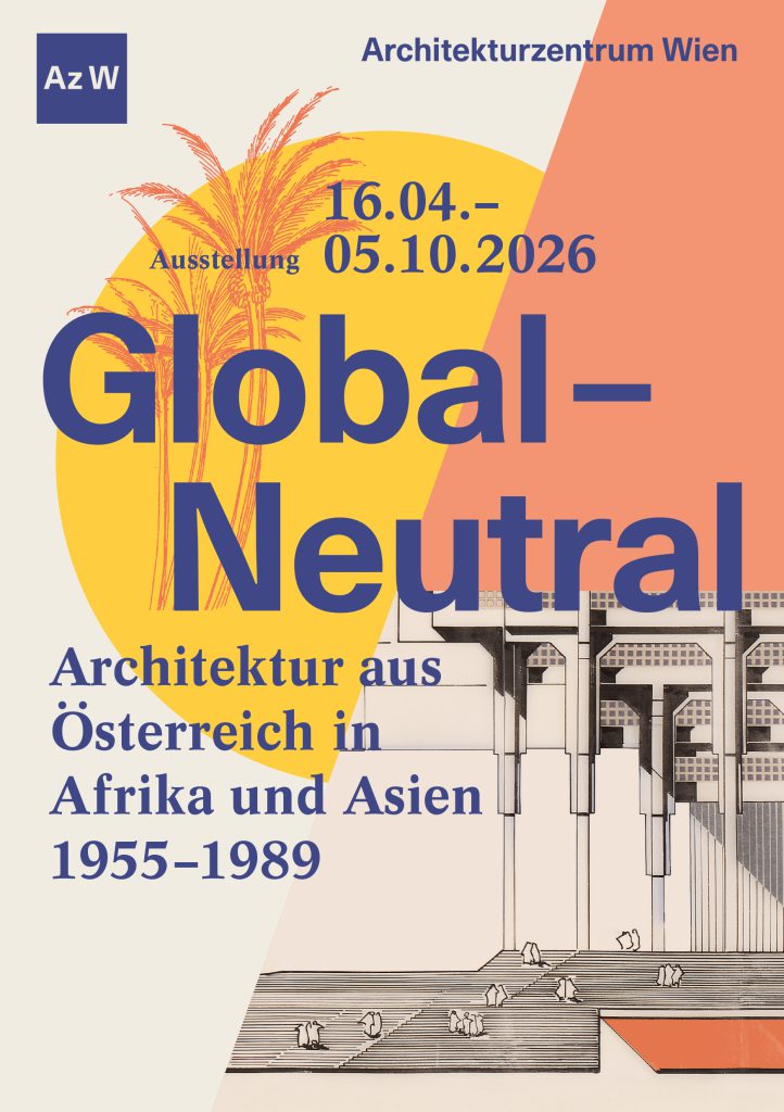 ein Plakatentwurf mit blauer Schrift mit dem Titel 